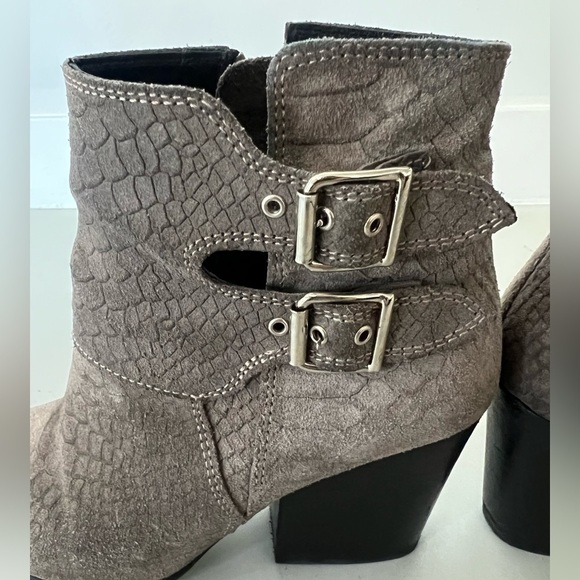 The Kooples Ankle Boots Gray - Leather Snake Print - Picture 5 of 12